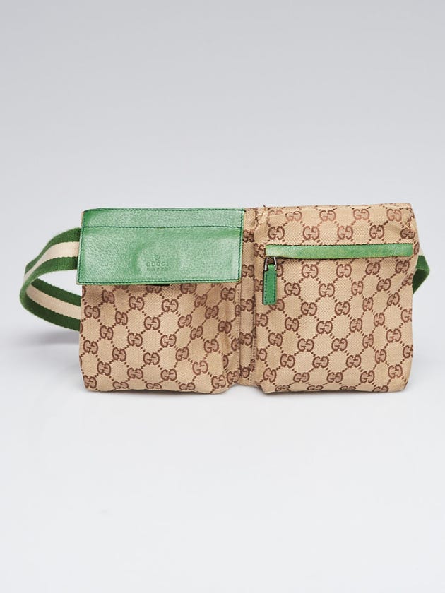 Gucci Beige/Green GG Canvas Waist Belt Bag