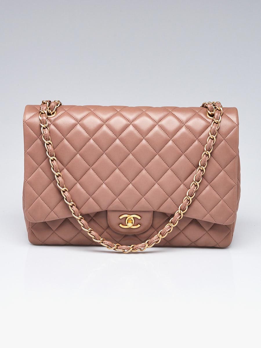 Chanel Taupe Quilted Lambskin Leather Classic Maxi Single Flap Bag -  Yoogi's Closet