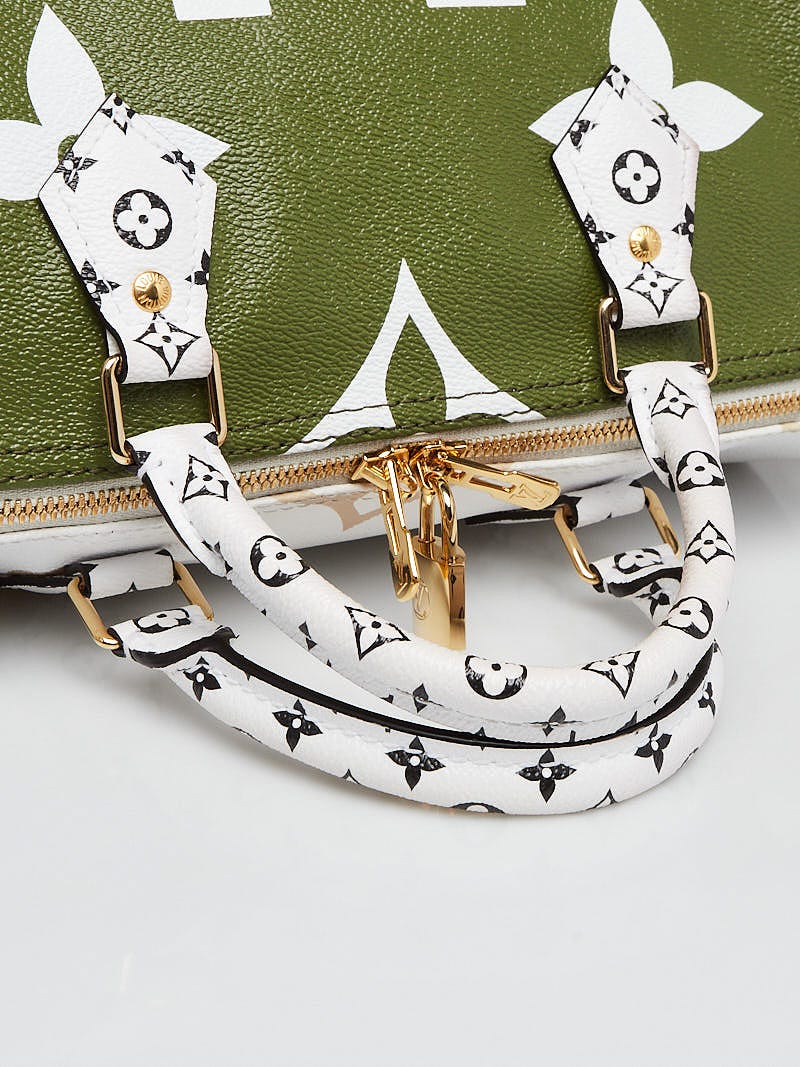 人気特価激安 Vuitton Louis Khaki/White Speedy Canvas Giant Monogram 財布