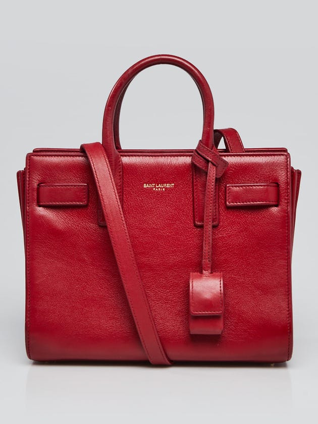 Yves Saint Laurent Red Leather Nano Sac de Jour Bag