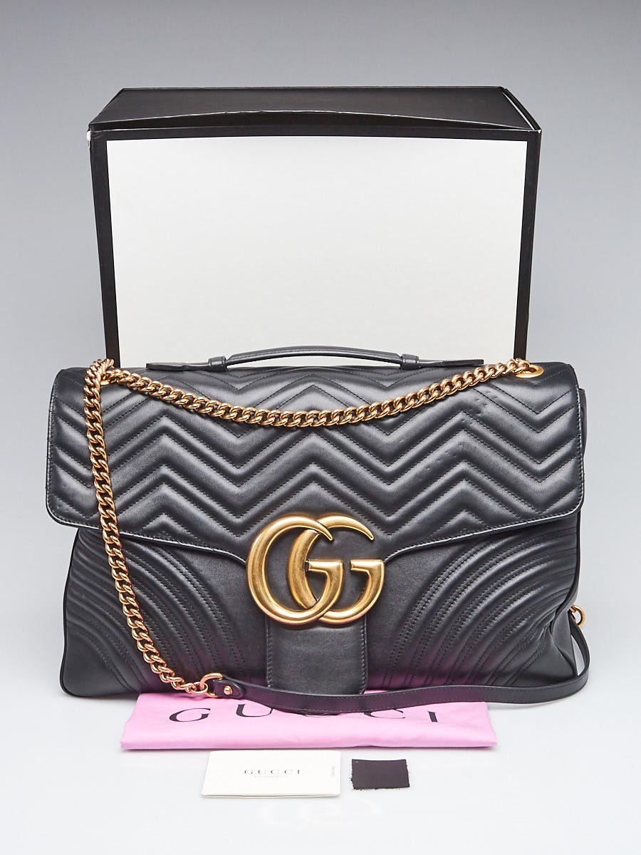 【関税&送料込み】Gucci Shoulder bags Gucci Black Quilted Leather Marmont Maxi Shoulder Bag