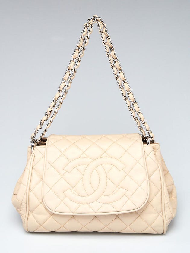 Chanel Beige Clair Quilted Caviar Leather Timeless Accordion Flap Bag