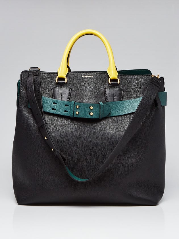 Burberry Black/Green Pebbled Leather Large Belt Bag