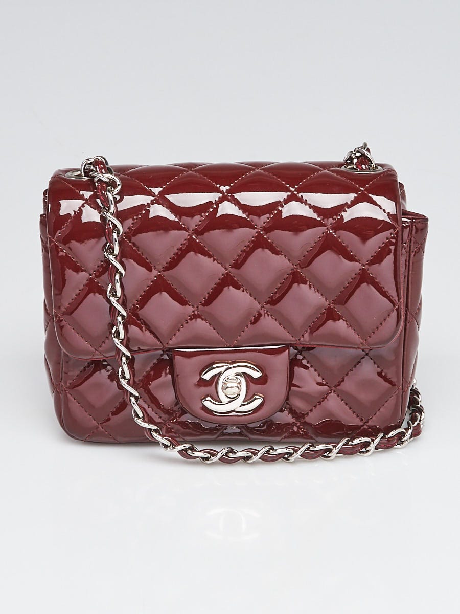 Chanel Burgundy Quilted Patent Leather Classic Square Mini Flap Bag - Yoogi's  Closet