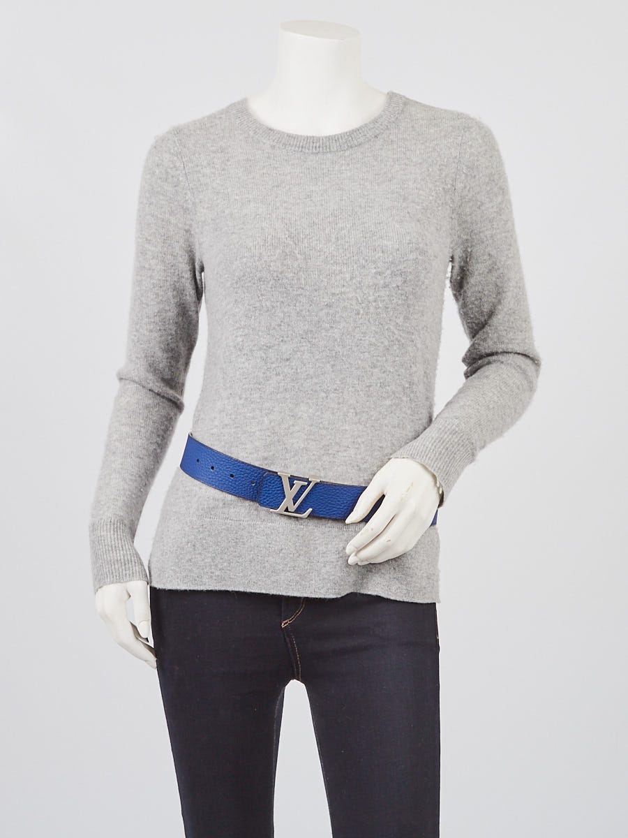 Louis Vuitton Blue Grain Leather Initiales Belt Size 90/36 - Yoogi's Closet