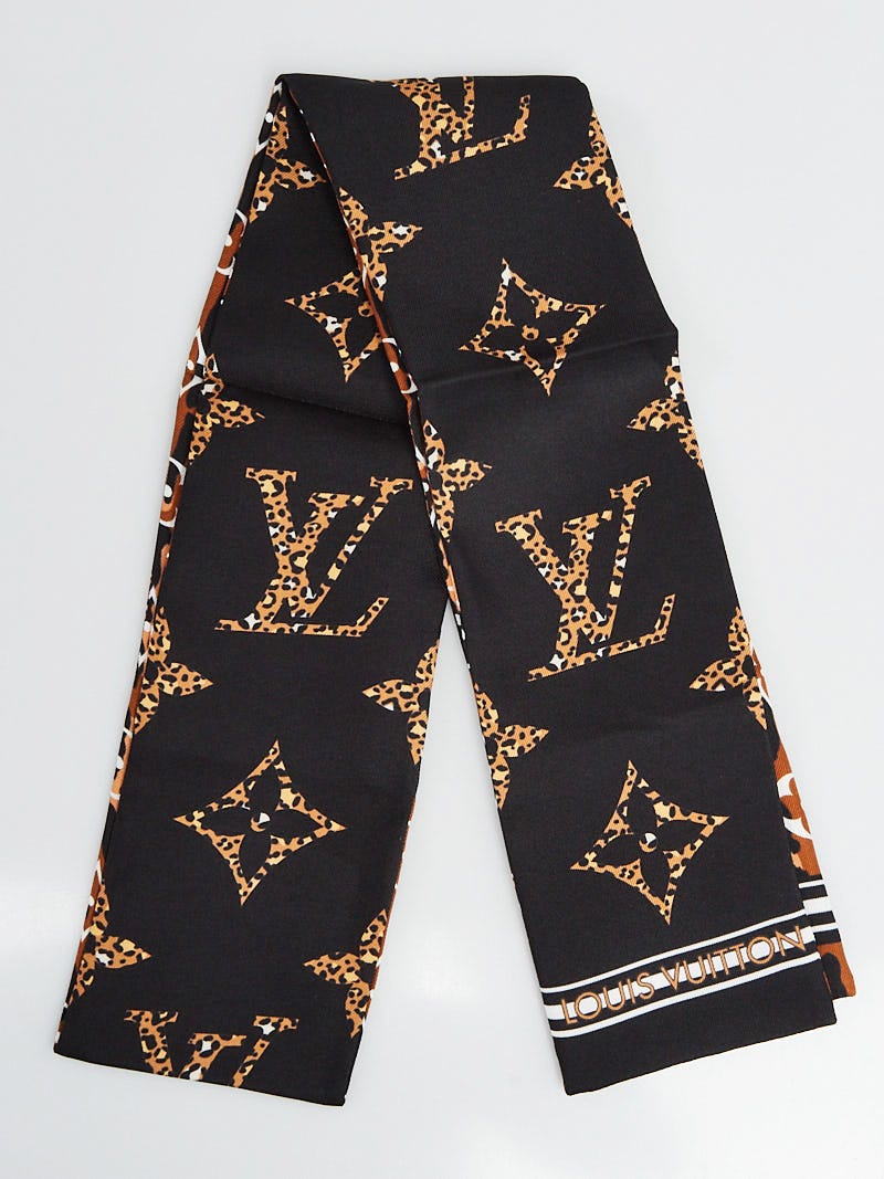 Louis Vuitton Bandeau Scarf Giant Monogram Jungle Leopard Silk 100%