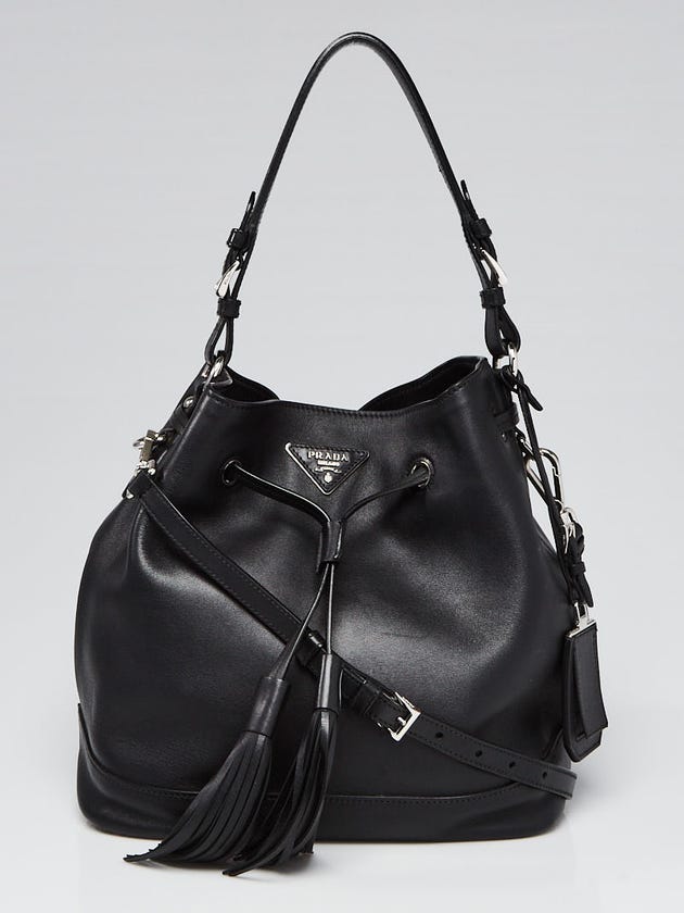 Prada Black City Calf Leather Bucket Bag BR5069