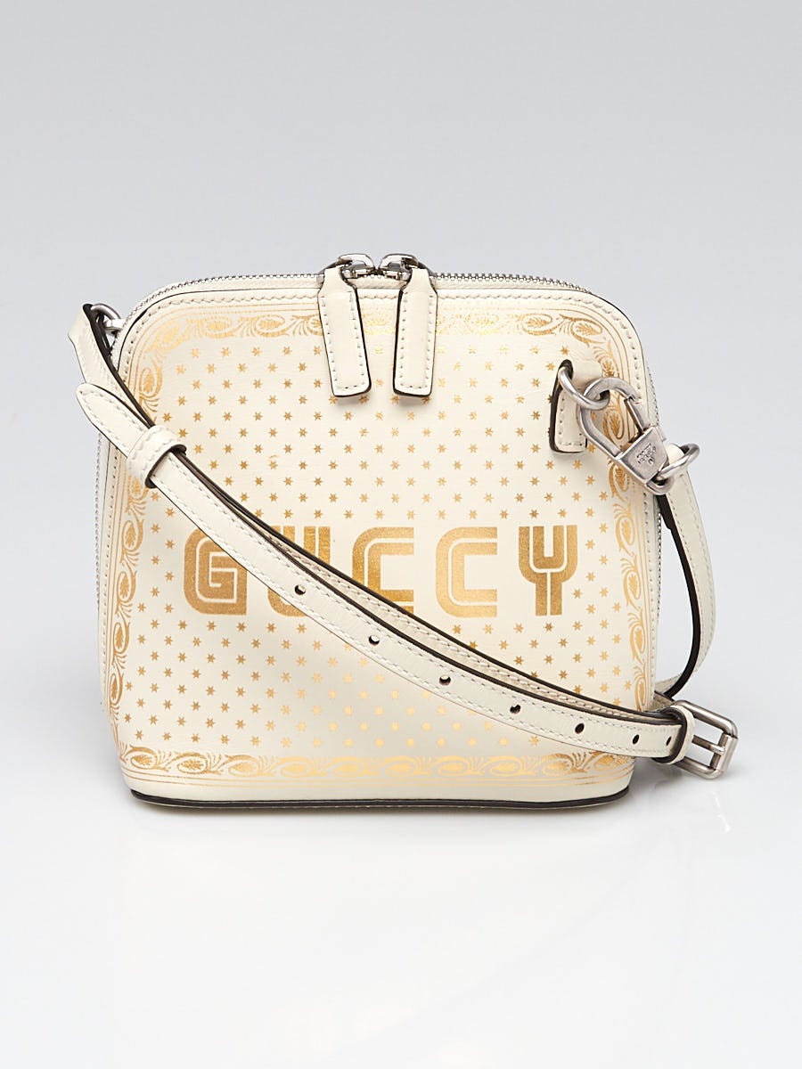 Schiereiland Vanaf daar Andes Gucci White/Gold Leather GUCCY Mini Crossbody Bag - Yoogi's Closet