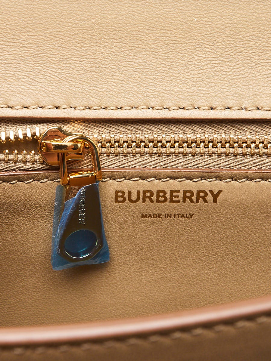 Burberry Bright Orange/Beige Leather TB Monogram Small