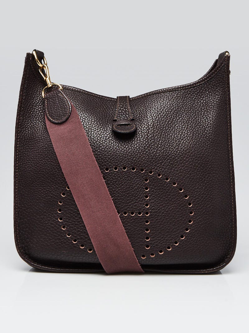 Hermes Ebene Clemence Leather Evelyne GM I Bag