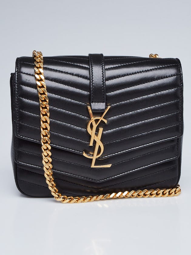 Yves Saint Laurent Black Quilted Lambskin Leather Sulpice Triple V-Flap Small Crossbody Bag
