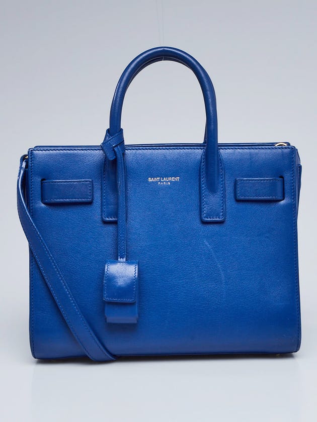Yves Saint Laurent Blue Grained Leather Nano Sac de Jour Classic Bag