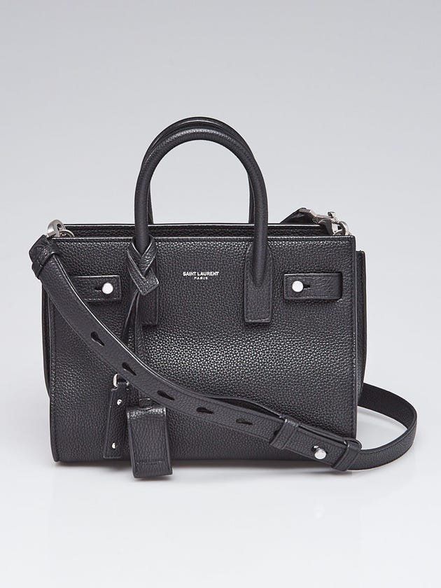 Yves Saint Laurent Black Grained Leather Nano Sac de Jour Souple Bag