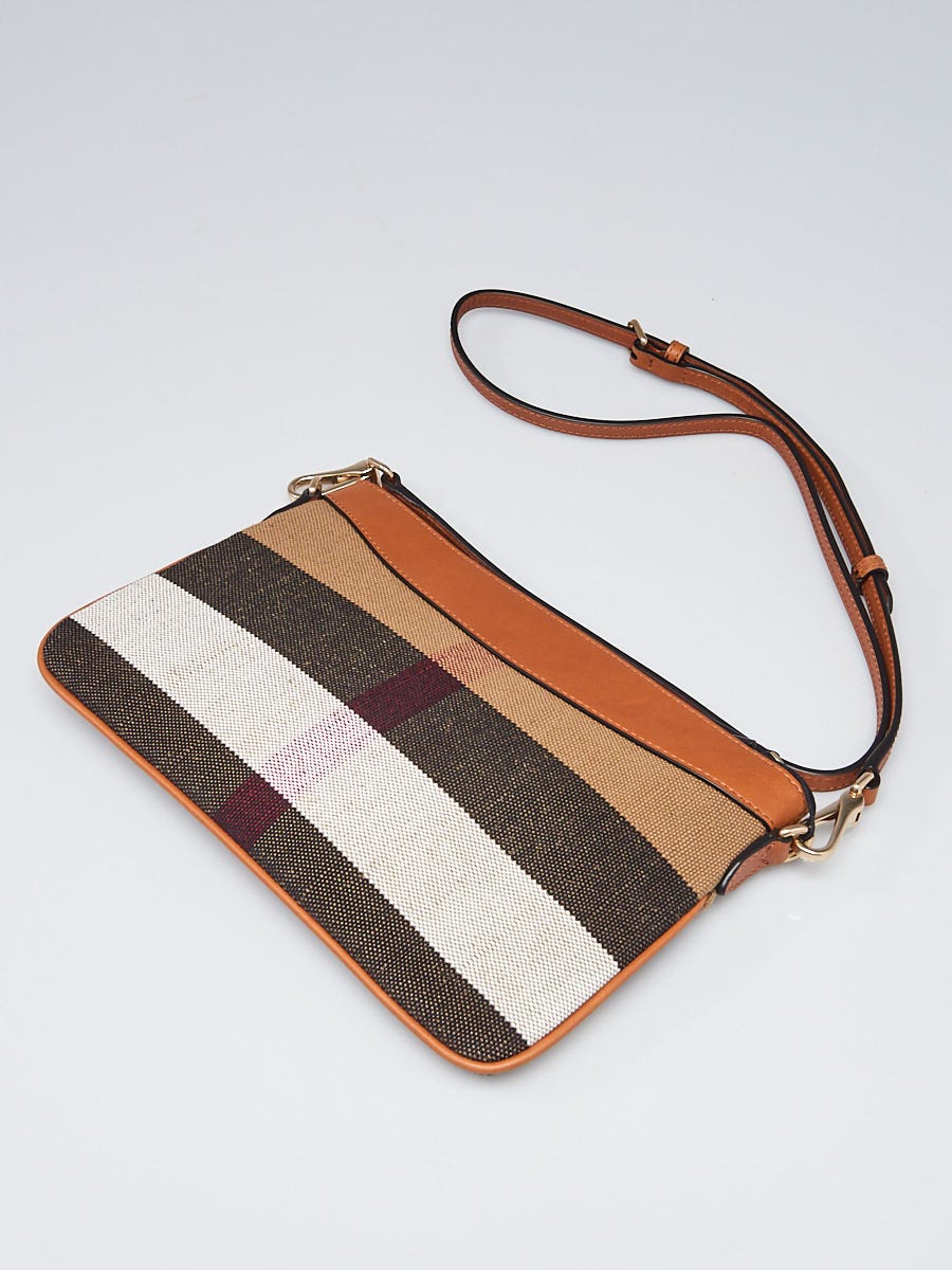 Burberry Brown House Check Canvas Peyton Crossbody Bag Yoogi s Closet