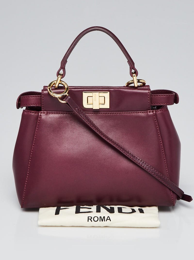Fendi peekaboo mini burgundy sales