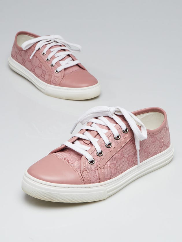Gucci Pink GG Canvas/Leather Low-Top Sneakers Size 4.5/35