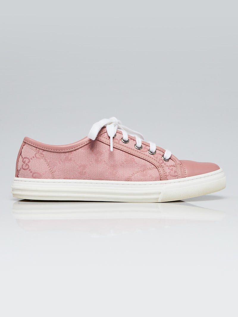 【関税&送料込】Gucci Pink Canvas Sneakers Gucci Pink GG Canvas/Leather Low-Top Sneakers Size 4.5/35
