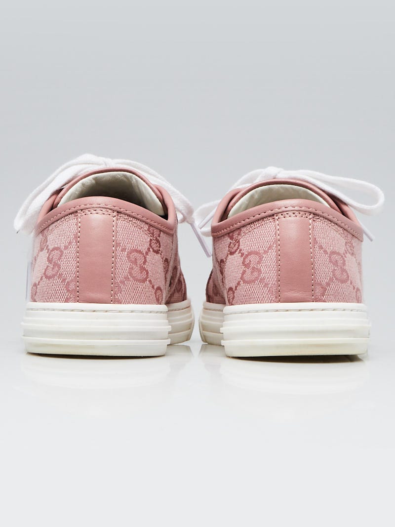 スニーカー GUCCI Pink Canvas Sneakers Gucci Pink GG Canvas/Leather Low-Top Sneakers Size 4.5/35