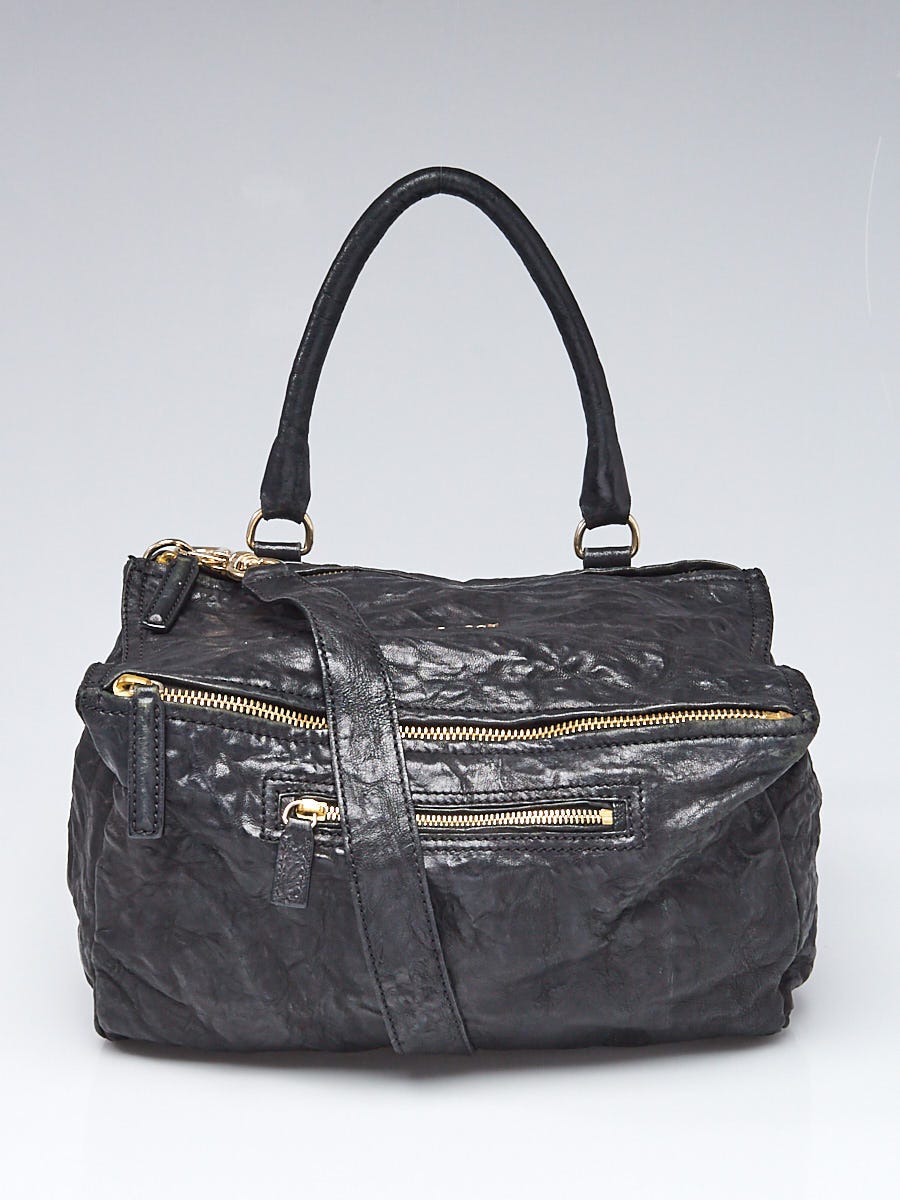 Givenchy Black Wrinkled Sheepskin Leather Medium Pandora Bag