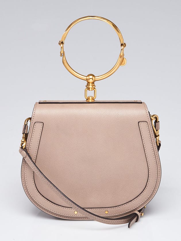 Chloe Motty Grey Leather/Suede Medium Nile Bracelet Bag
