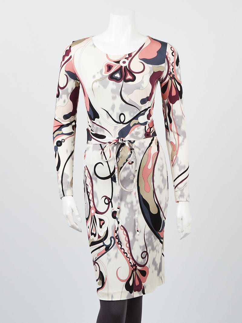 EMILIO PUCCI グラフィックニットセーター 38 Emilio Pucci Multicolor Geometric Print Viscose Blend Long sleeve