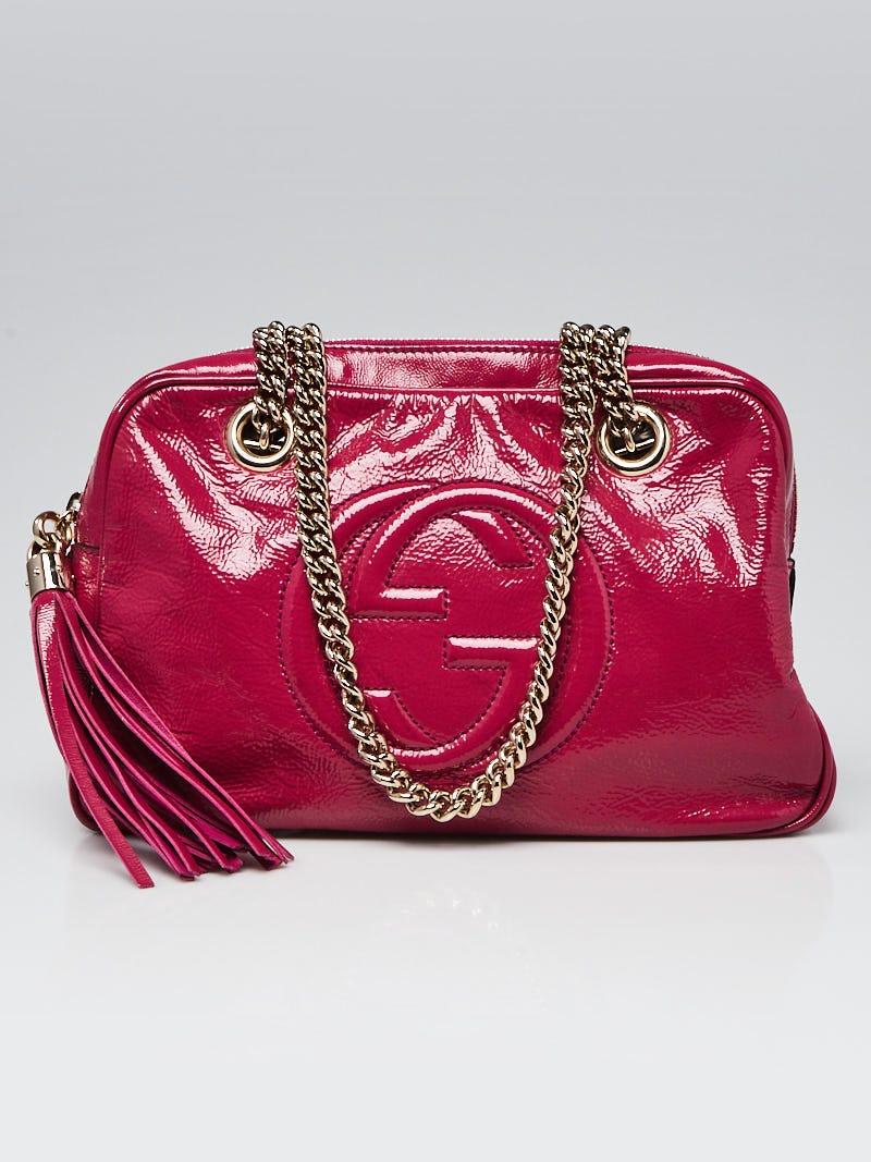 Gucci Fuchsia Patent Leather Soho Chain Shoulder Bag