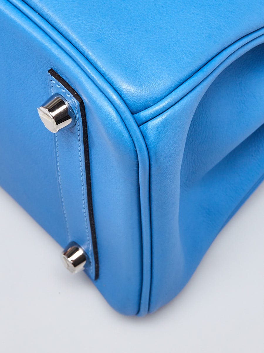 Hermes 25cm Blue Paradise Swift Leather Palladium Plated