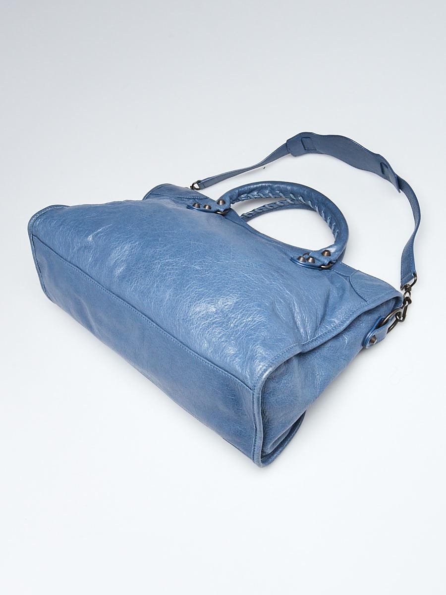 Balenciaga Bleu Persian Lambskin Leather Motorcycle City Bag Balenciaga Bleu Persian Lambskin Leather Motorcycle City Bag