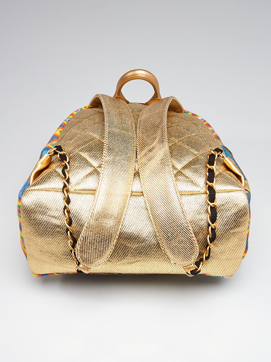 Chanel Gold Multicolor Leather and Cotton Paris-New York