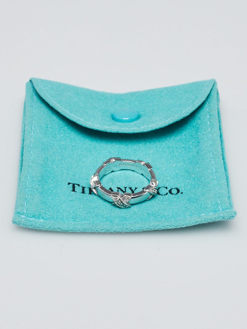 【Tiffany & Co】Elsa Peretti Bean Wire リング 12 mm Elsa Peretti® Bean design Wire Ring in Platinum with Pavé