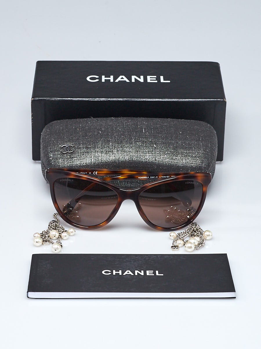 Chanel Black Acetate Cat Eye Frame and Fantasy Pearls Sunglasses-5341H -  Yoogi's Closet