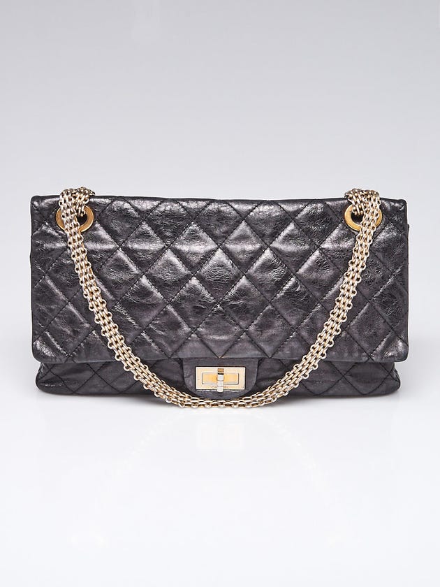 Chanel Black 2.55 Reissue Quilted Classic Metallic Calfskin Leather 228 Maxi Flap Bag
