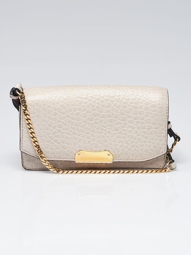 Burberry Grey Signature Grain Leather Madison Wallet on Chain Bag