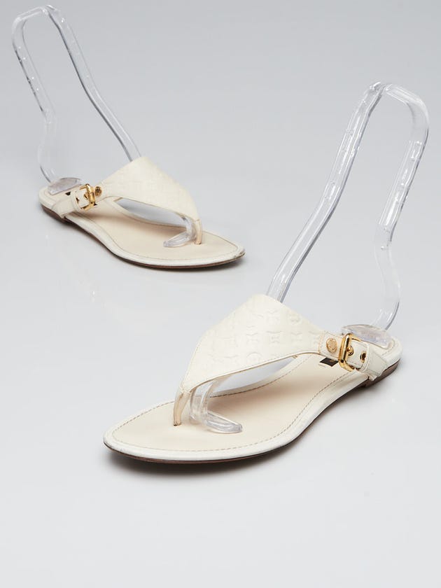 Louis Vuitton White Leather Blush Flat Thong Sandals Size 7.5/38