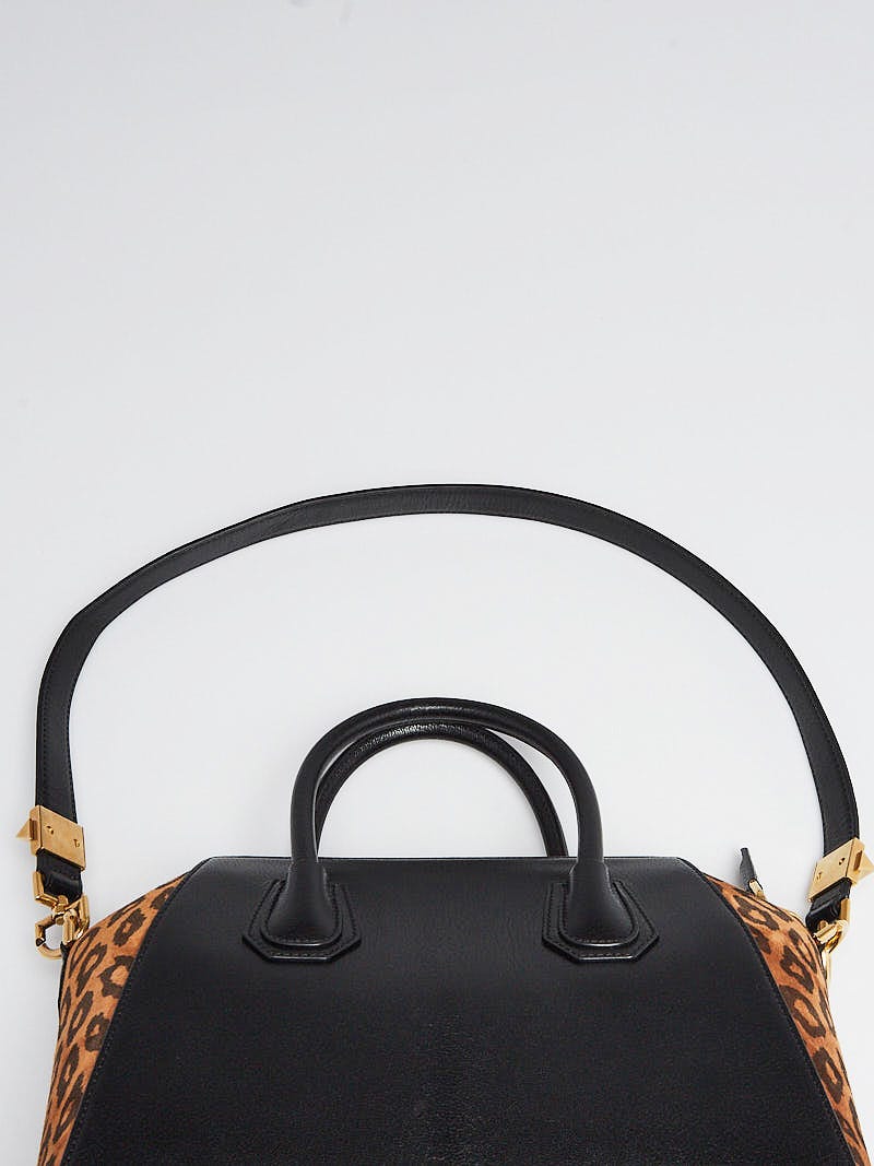 Givenchy Black Leather and Leopard Print Suede Small Antigona Bag Yoogi s Closet