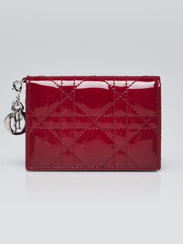 Christian Dior Red Patent Leather Lady Dior Card Holder