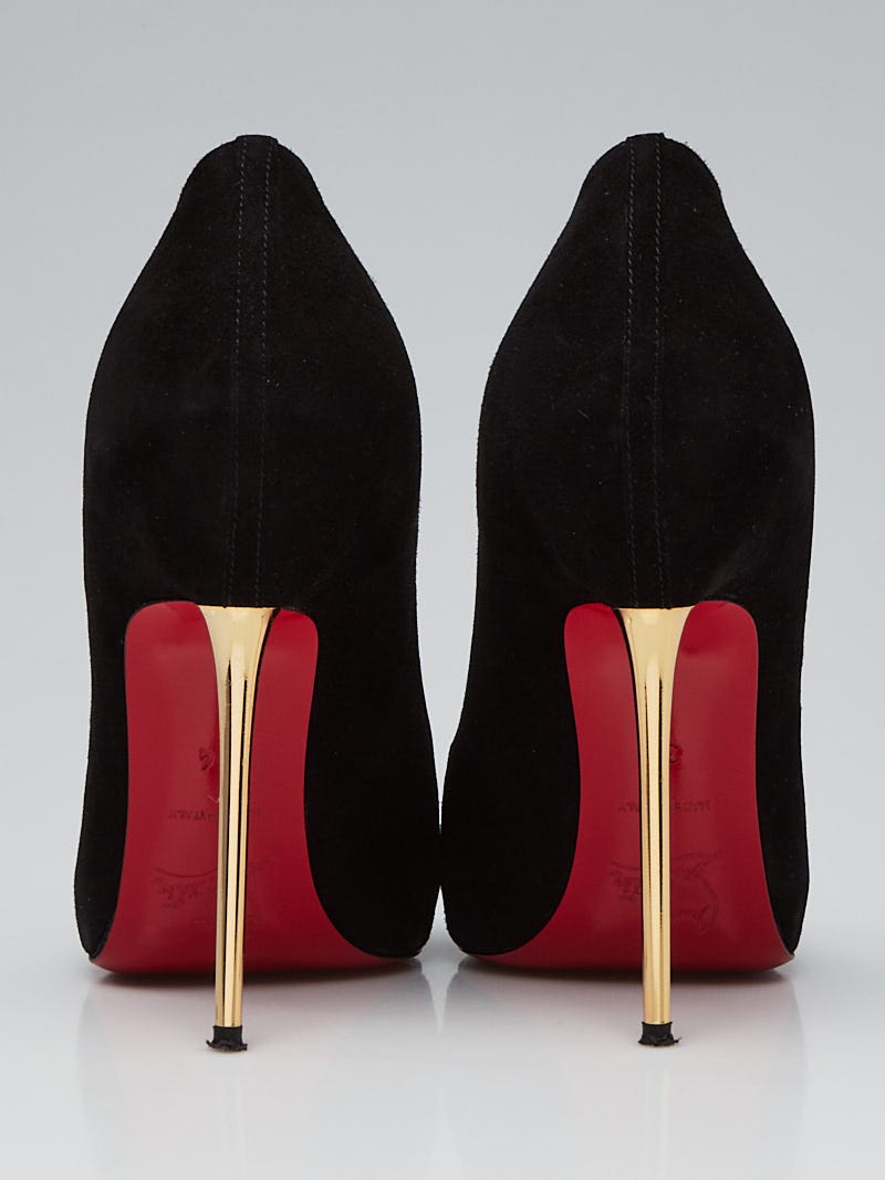 Christian Louboutin Black Suede Open Lips 120 Pumps Size 3.5