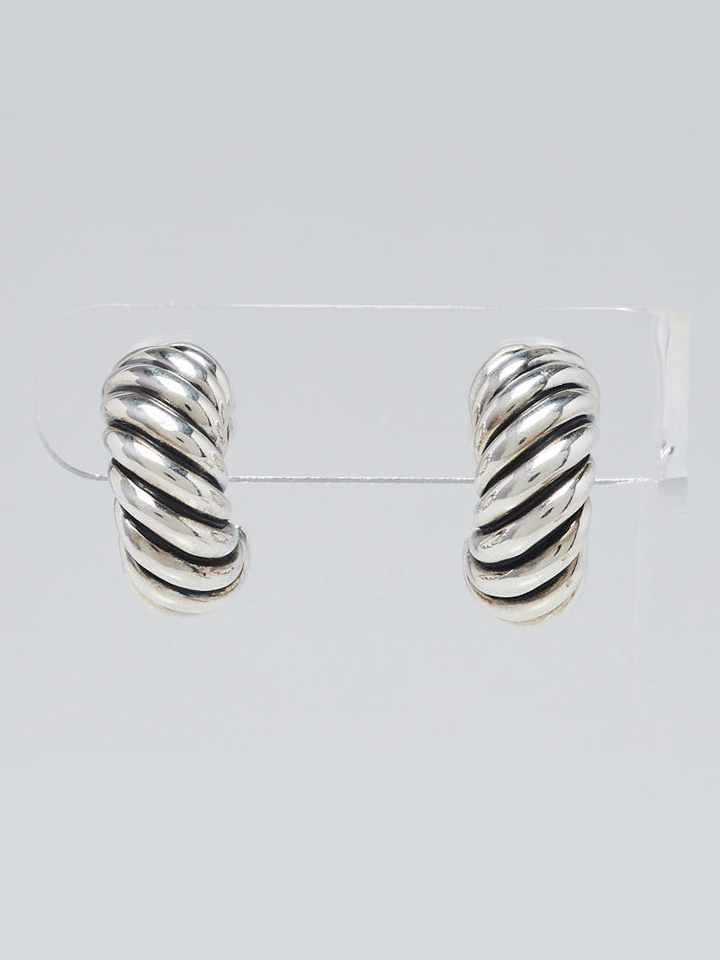 David Yurman Sterling Silver Sculpted Cable Classics Huggie Earrings