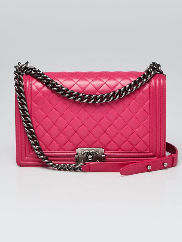 Chanel Pink Quilted Lambskin Leather New Medium Boy Bag