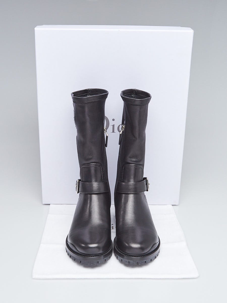 Christian Dior Black Soft Lambskin Leather Dior Maniac Stretch Motorcycle Boots Size 6.5 37 Yoogi s Closet