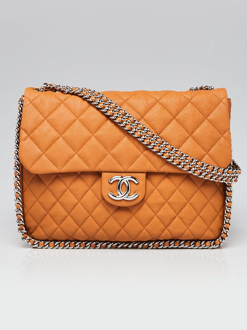 CHANEL Washed Lambskin Quilted Mini Chain Around Flap Taupe 1093117