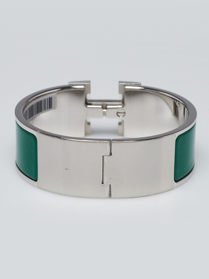 Hermes Vert Sapin Enamel Palladium Plated Clic-Clac H PM Wide