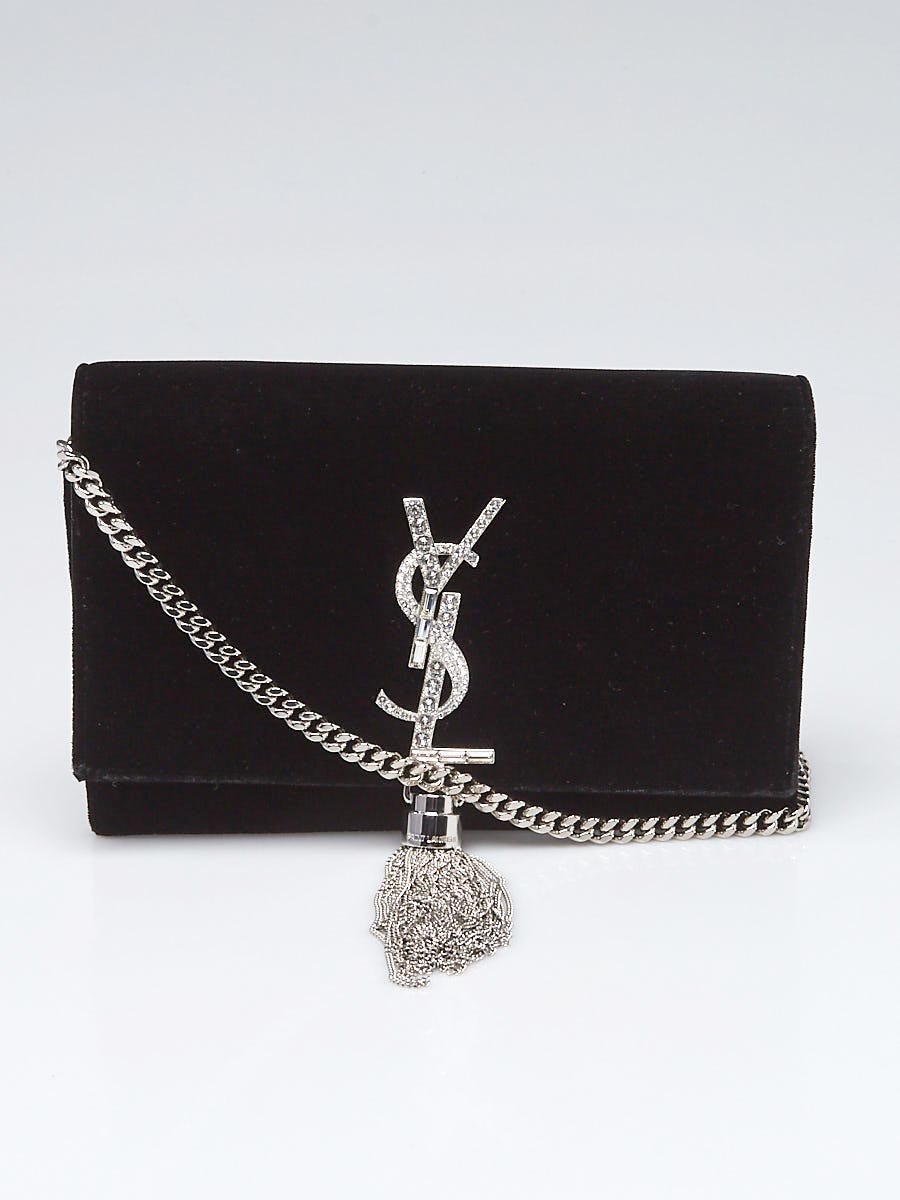 Yves Saint Laurent Black Velvet Toy Kate Tassel Clutch Bag Yoogi s Closet
