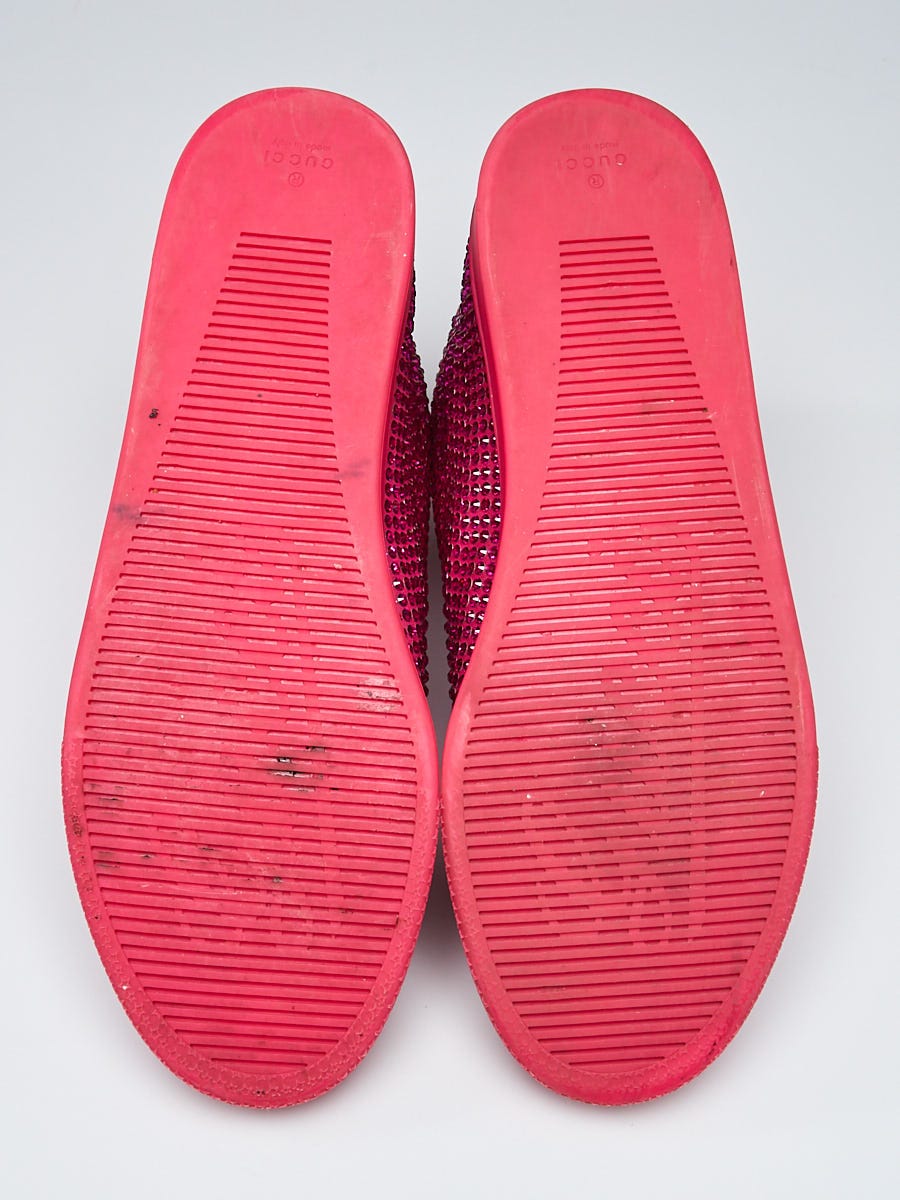 Gucci Bright Pink Satin and Crystal High Top Sneakers Size Gucci Bright Pink Satin and Crystal High Top Sneakers Size