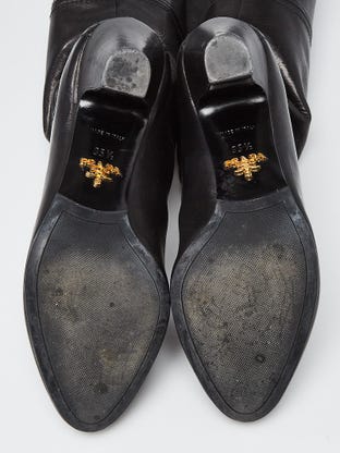 Louis Vuitton Black Suede Fringe Peep Toe Boots Size 9.5/40 - Yoogi's Closet