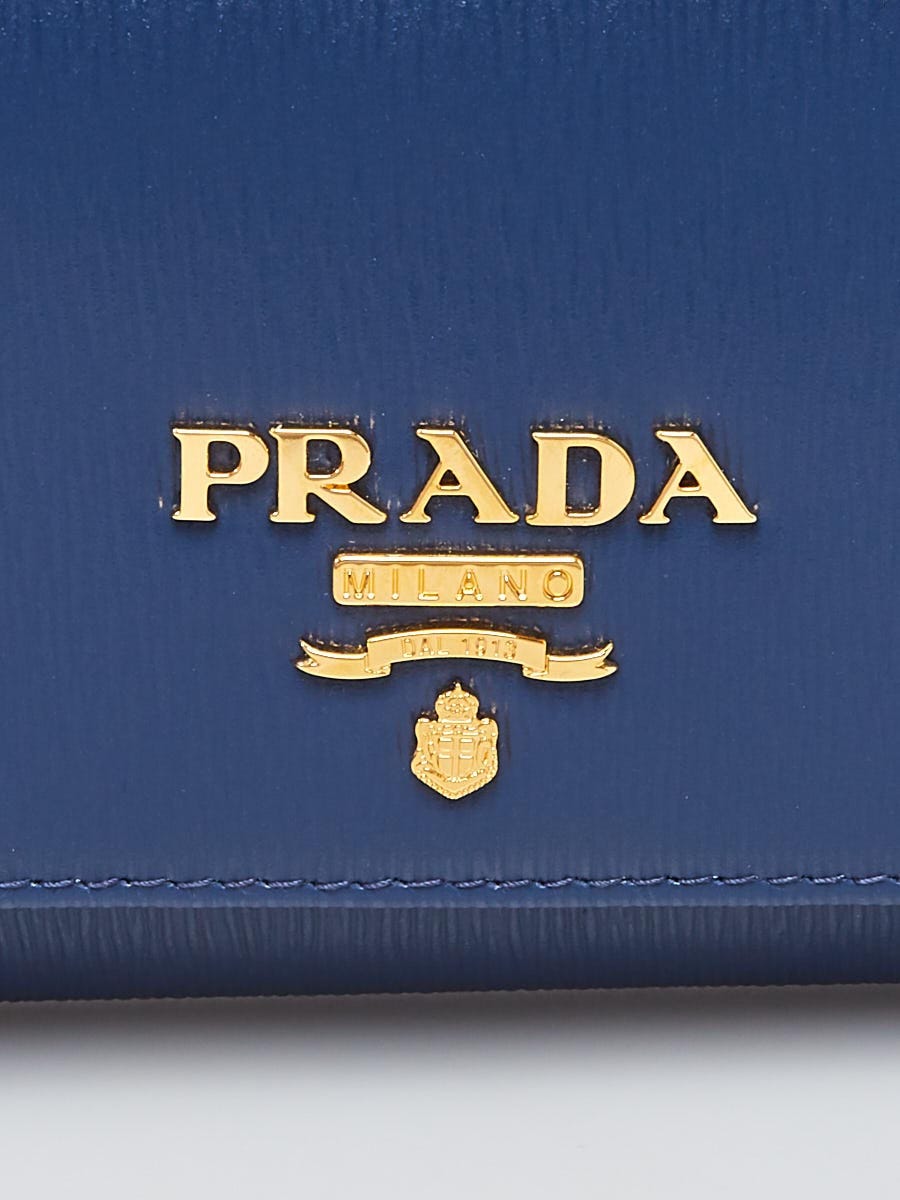Prada Wallet on Chain Blue Vitello Move Long at 1stDibs
