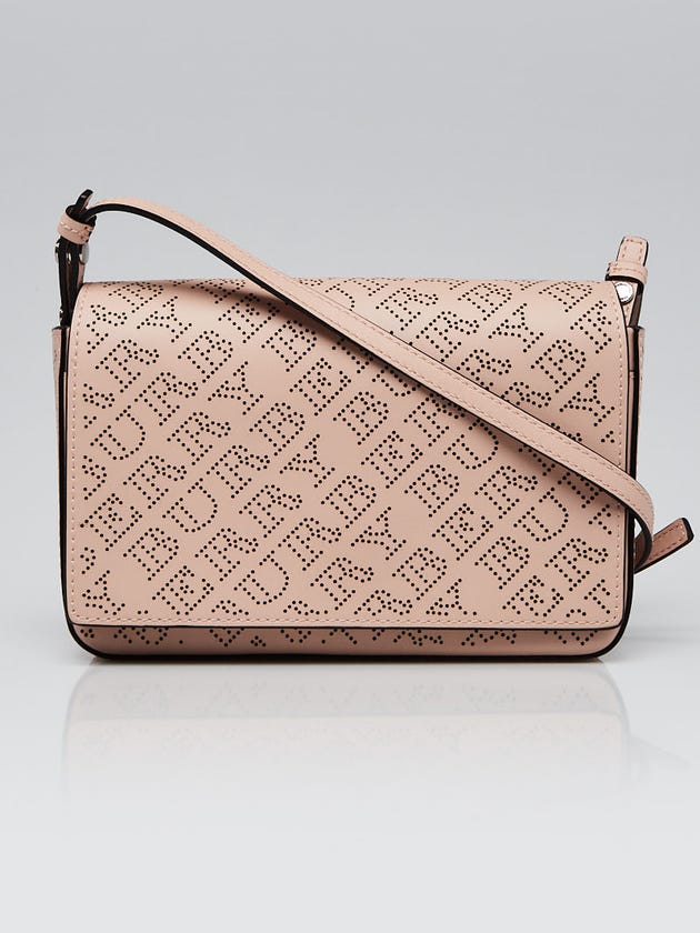 Burberry Pale Fawn Pink Perforated Leather Hampshire Crossbody Bag