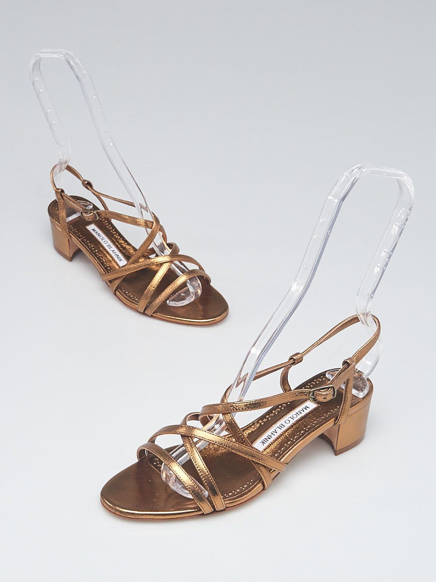 Manolo Blahnik Gold Leather Atrita Sandals Size 6/36.5 Manolo Blahnik Gold Leather Atrita Sandals Size 6/36.5