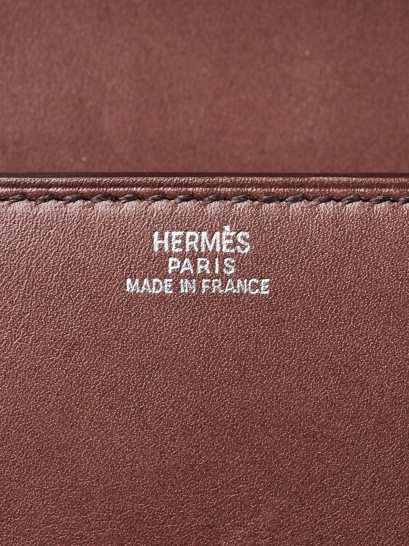 HERMES Medor 23 Chocolate Brown Box Leather Palladium Collier De