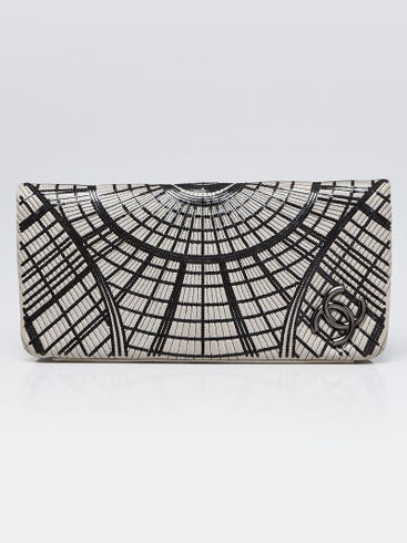 Chanel Grey Lambskin Leather and Sequin Grand Palais Clutch Bag